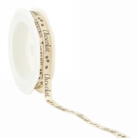 Luxe Satijn Lint Chocolat Bruin & Champagne 10mm x 20meter