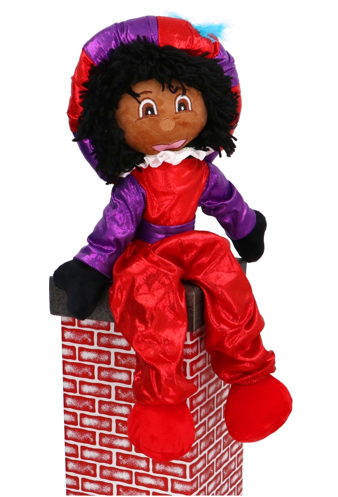 Decoratiepop Groot Glimmend Piet Met Pet 50cm