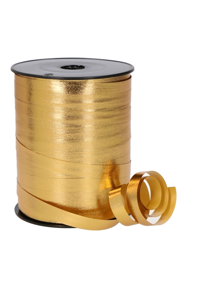 Krullint Metallic Glanzend Embossed Goud 10mm x 250 meter  