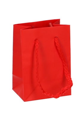 Kadotasjes Latina Mat Rood Met Koord 7x5x10cm 12stuks