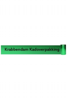 Bedrukt Openings lint Met Uw Eigen Tekst Metallic Groen 15cm x 10meter
