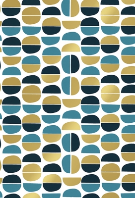 Cadeaupapier Coated ova blauw & goud 70cm x 200meter