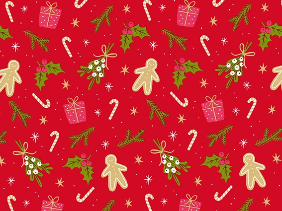 Kerstpapier Coated mistletoe 50cm x 200meter
