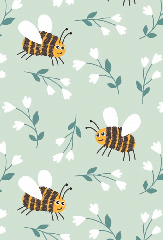 Geschenkpapier Coated Bees green 70cm x 200meter