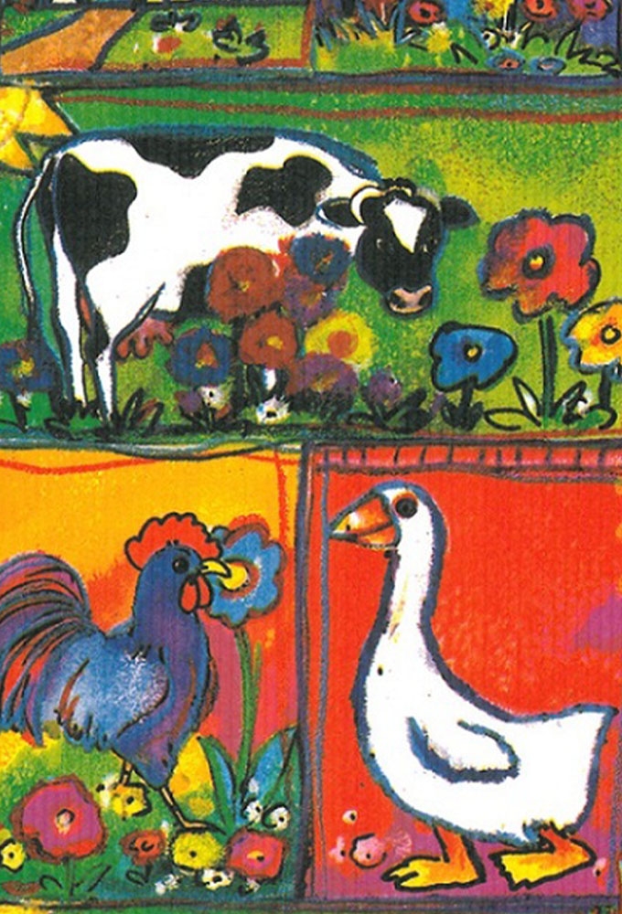 Geschenkpapier Kraft Wit Farm animals Wit Kraft 70cm x 200meter