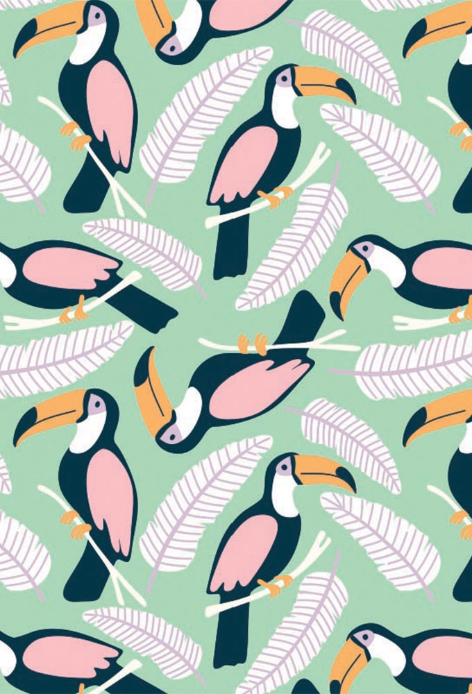 Geschenkpapier Coated Toucan green 50cm x 200meter