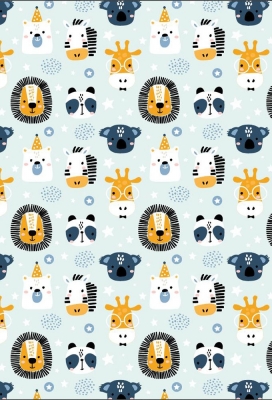 Geschenkpapier Coated Zoo blue 30cm x 200meter