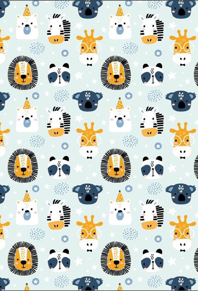 Geschenkpapier Coated Zoo blue 70cm x 200meter