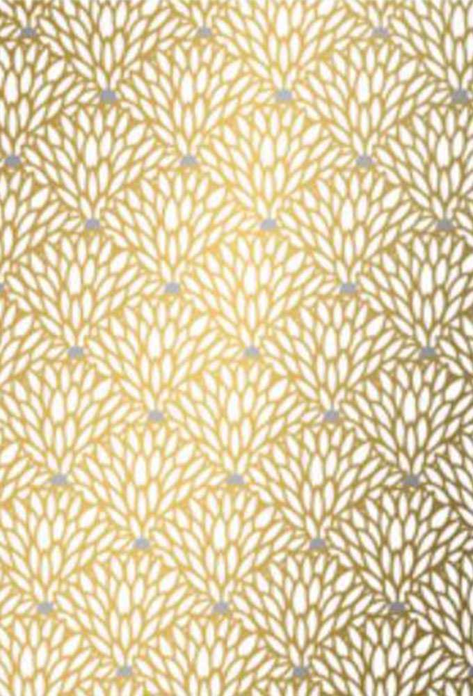 Geschenkpapier Coated Golden flower grey dot 30cm x 200meter