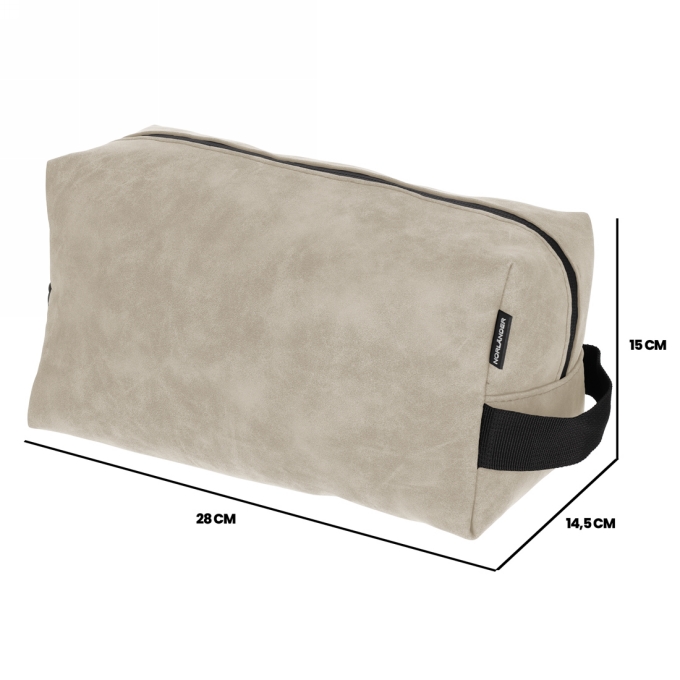 Norlander Nubuck Toilettas Taupe 28x14.5x15cm 1stuks