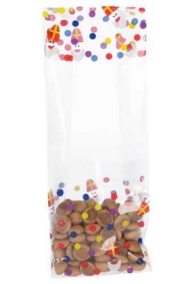Cellofaan Zakjes Met Blokbodem Sint & Strooigoed 10x6x28cm 100stuk