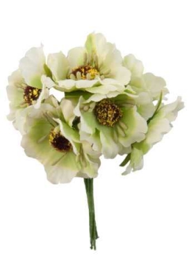 Kado Decoratie Bloem Groen Met IJzerdraad 8.5x4.5cm 60stuks