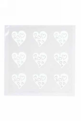 Decoratie Plakker Love Hartjes Wit 3cm 9 stuks