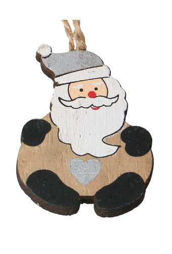 Decoratie Hanger Houten Kerstman & Koord 3.5x5cm 12 stuks