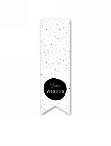 Langwerpig Sluitzegel Kerst Warm Whishes 3.5 x 11.5cm 200stuks