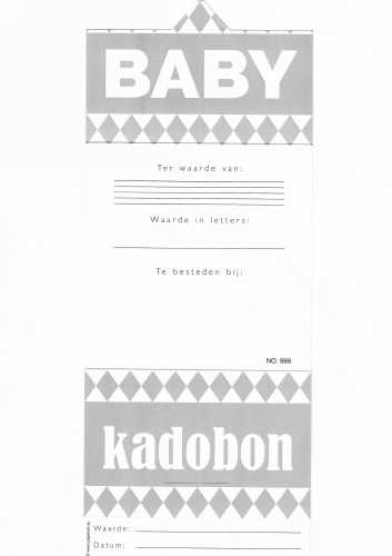 Kadobon Baby + Envelop 12x12cm 12stuks