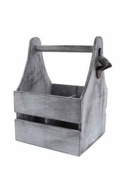 Bierverpakking Vierkante 4 Fles & Flesopener grijs 21.5x19.5x27cm 12st