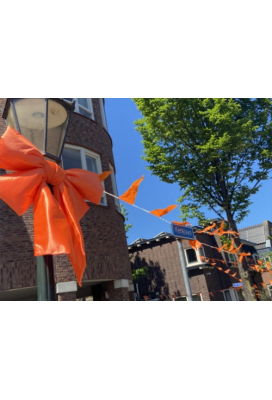 Deurstrik Dubbel Oranje Lucca 77x50+40cm & Zuignap lint 25cm