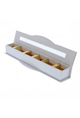 Geschenkdoosje Venster 6 pralines langwerpig wit 28.5x5.5x4cm 20stuks