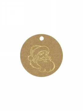 Kadokaartje Santa Kraft & Goud 5cm Naturel Blanco 50stuks