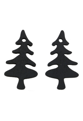 Houten Decoratie Kersttree Zwart Hanger 6cm 100stuks