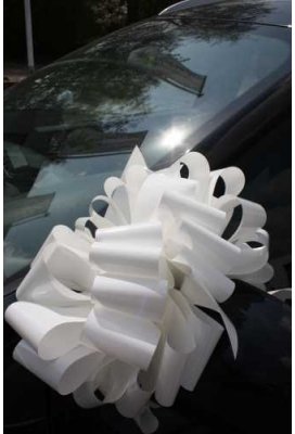 Strik Lak Wit Met Twee Dubbele Strik doosnee 30 cm lint 6.8cm