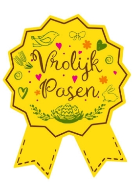 Etiketten Cadeauzegel Pasen Vrolijk Pasen Geel 4x5cm 500stuks