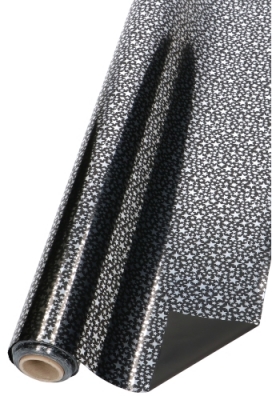 Cadeaufolie Zwart & Metallic Silver Stars Rain 70x50meter