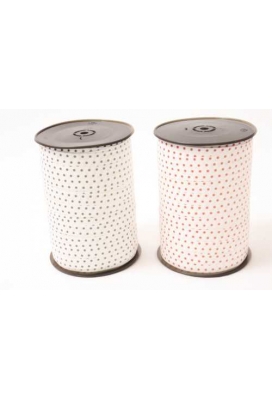 Krullint Dots Wit & Rood 10mm x 225 meter